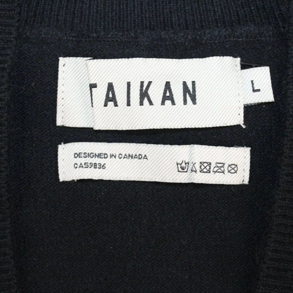 NWT Talkan Large 2 Tone Black Gray Cardigan Sweater 5 Button Long Sleeve Modern - Picture 8 of 10
